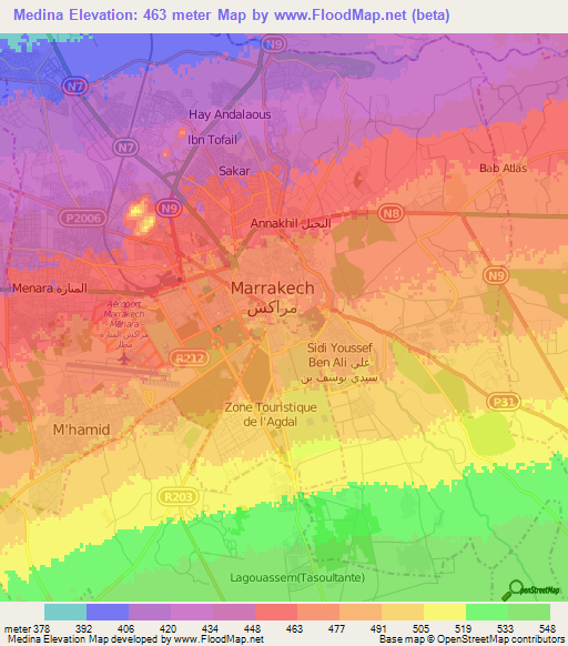 Medina,Morocco Elevation Map