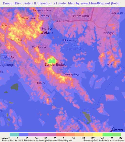 Pancur Biru Lestari II,Indonesia Elevation Map