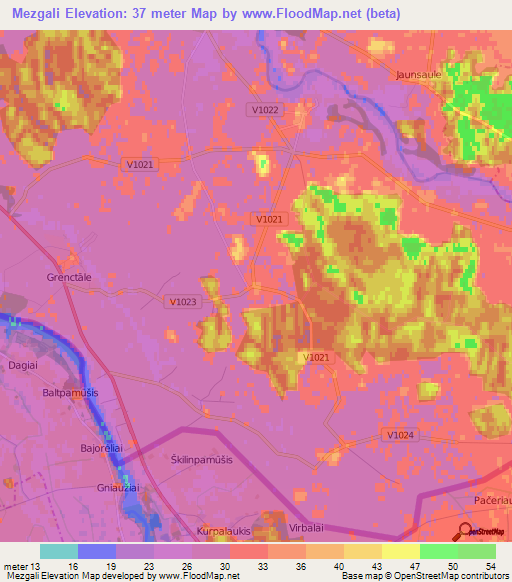 Mezgali,Latvia Elevation Map