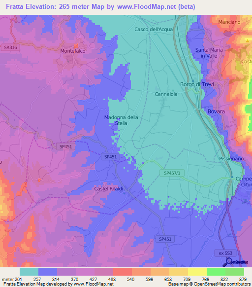 Fratta,Italy Elevation Map