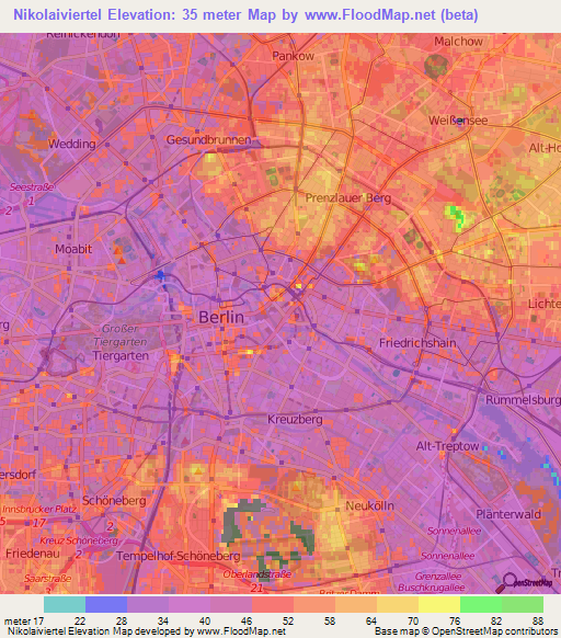 Nikolaiviertel,Germany Elevation Map