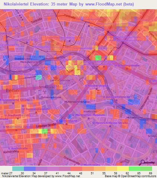 Nikolaiviertel,Germany Elevation Map