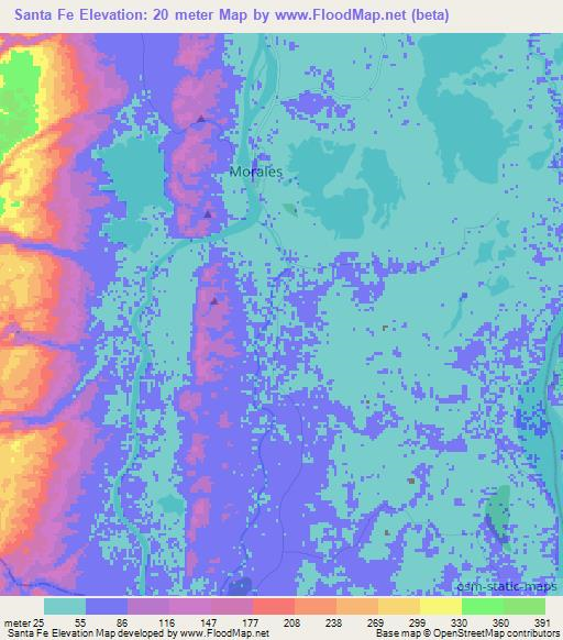 Santa Fe,Colombia Elevation Map