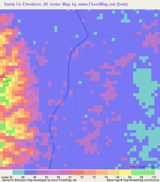 Santa Fe,Colombia Elevation Map