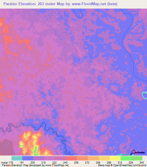 Paraiso,Colombia Elevation Map