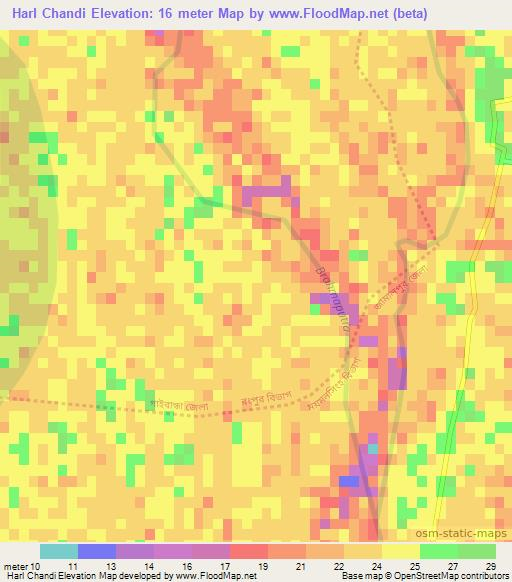 Harl Chandi,Bangladesh Elevation Map