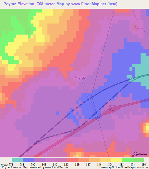 Poyraz,Turkey Elevation Map