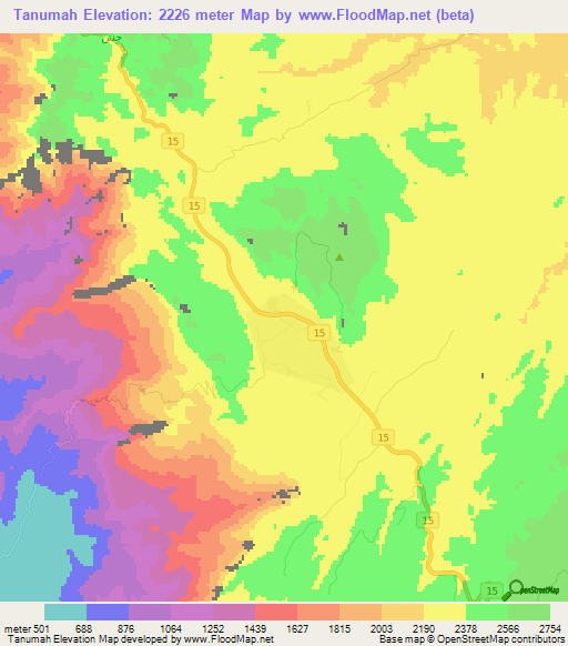 Tanumah,Saudi Arabia Elevation Map