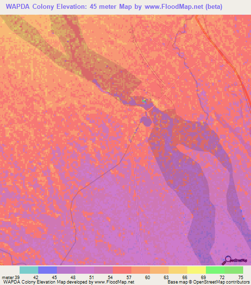 WAPDA Colony,Bangladesh Elevation Map