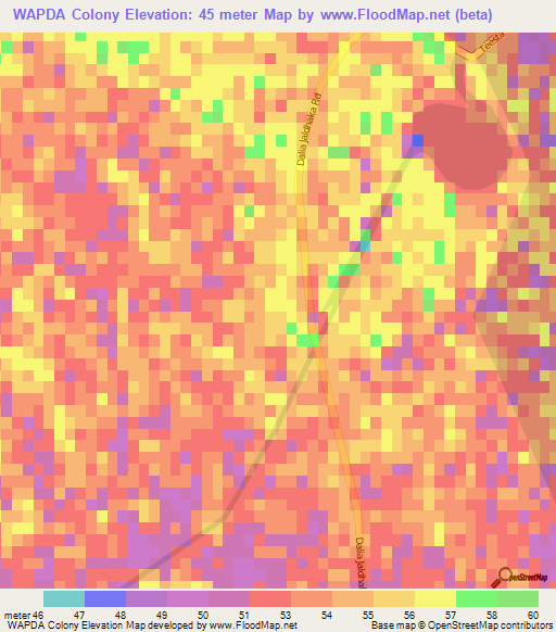 WAPDA Colony,Bangladesh Elevation Map