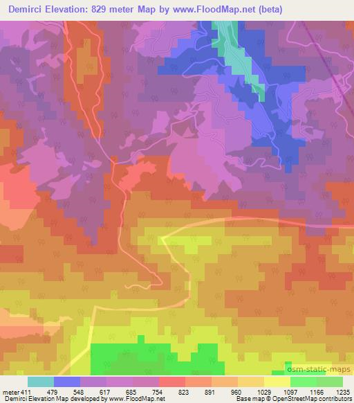 Demirci,Turkey Elevation Map