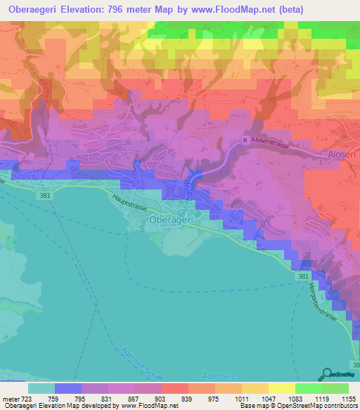 Oberaegeri,Switzerland Elevation Map