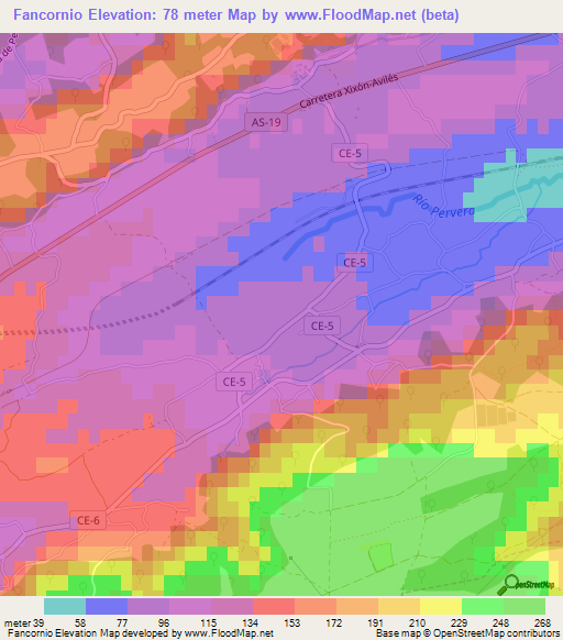 Fancornio,Spain Elevation Map