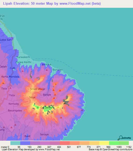 Lipah,Indonesia Elevation Map