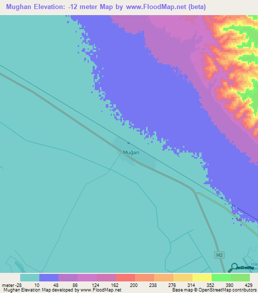 Mughan,Azerbaijan Elevation Map