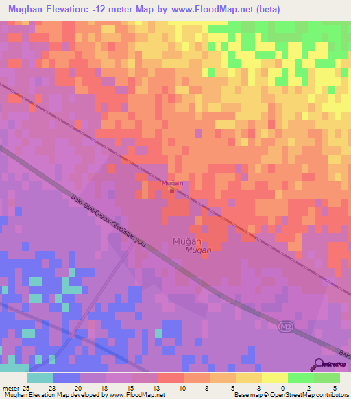 Mughan,Azerbaijan Elevation Map