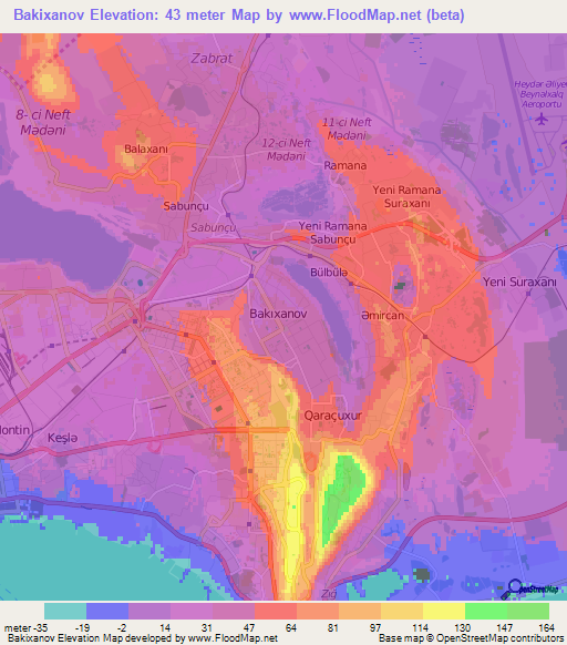 Bakixanov,Azerbaijan Elevation Map