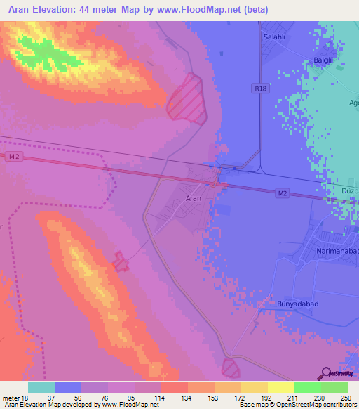 Aran,Azerbaijan Elevation Map