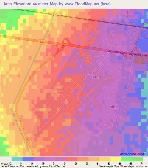 Aran,Azerbaijan Elevation Map