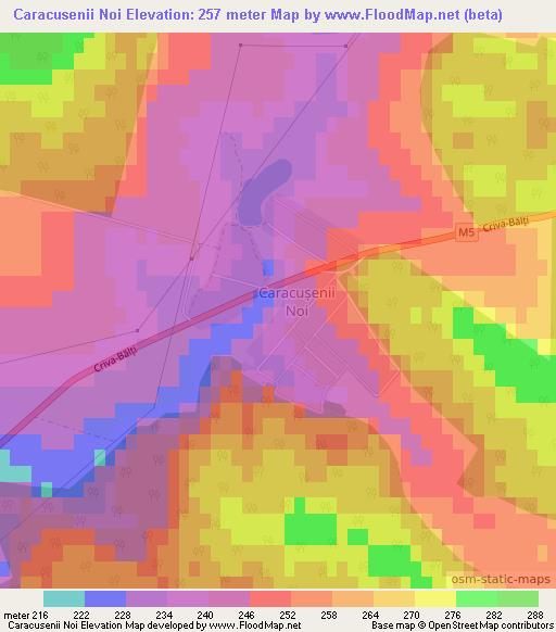Caracusenii Noi,Moldova Elevation Map