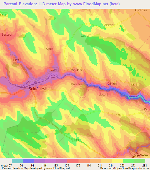 Parcani,Moldova Elevation Map