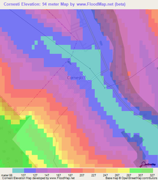 Cornesti,Moldova Elevation Map