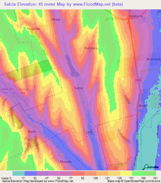 Salcia,Moldova Elevation Map