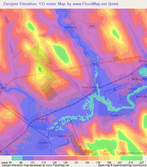 Zarojeni,Moldova Elevation Map