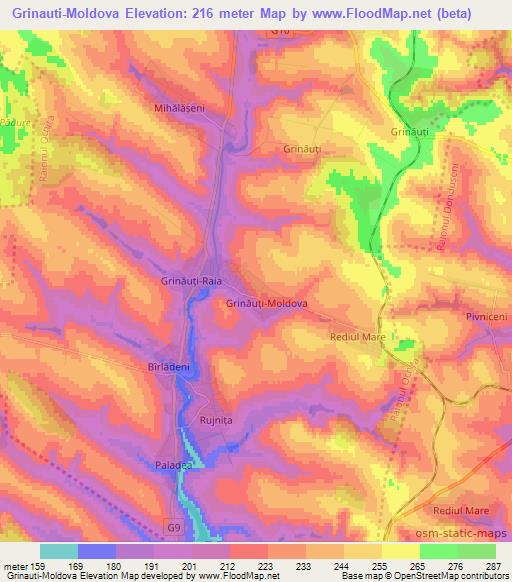 Grinauti-Moldova,Moldova Elevation Map