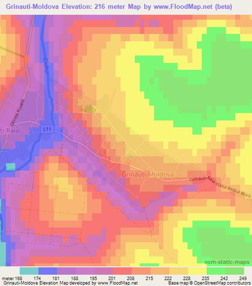 Grinauti-Moldova,Moldova Elevation Map