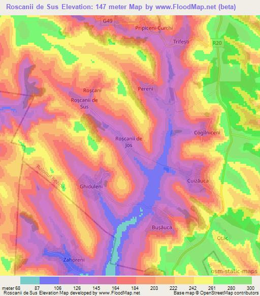 Roscanii de Sus,Moldova Elevation Map