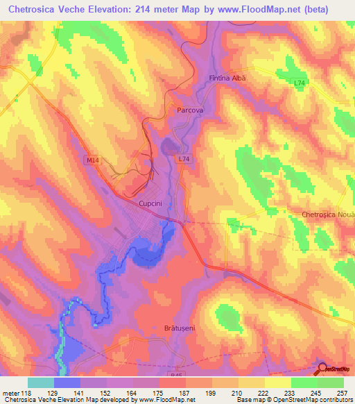 Chetrosica Veche,Moldova Elevation Map