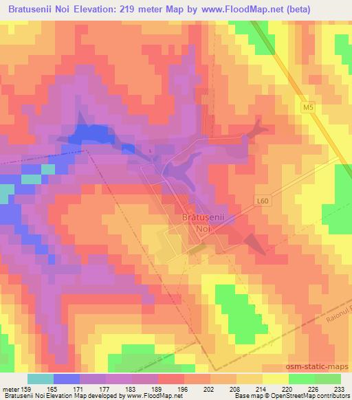 Bratusenii Noi,Moldova Elevation Map