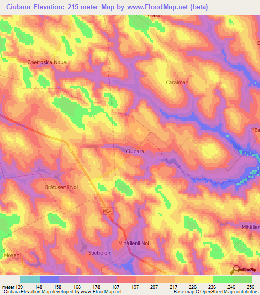 Ciubara,Moldova Elevation Map