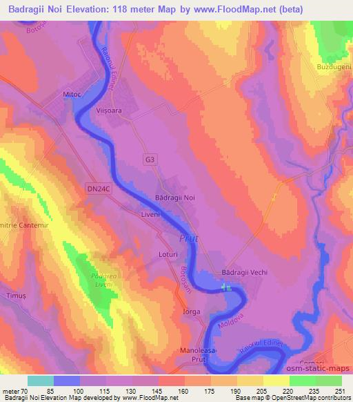 Badragii Noi,Moldova Elevation Map