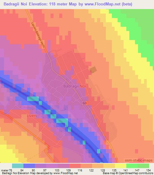 Badragii Noi,Moldova Elevation Map