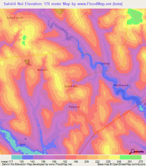 Salvirii Noi,Moldova Elevation Map