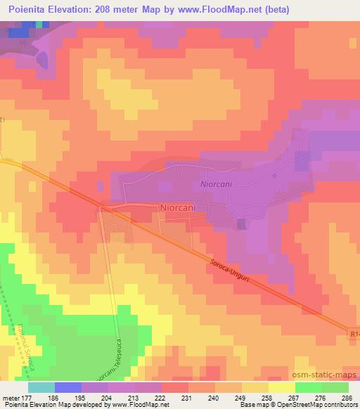 Poienita,Moldova Elevation Map