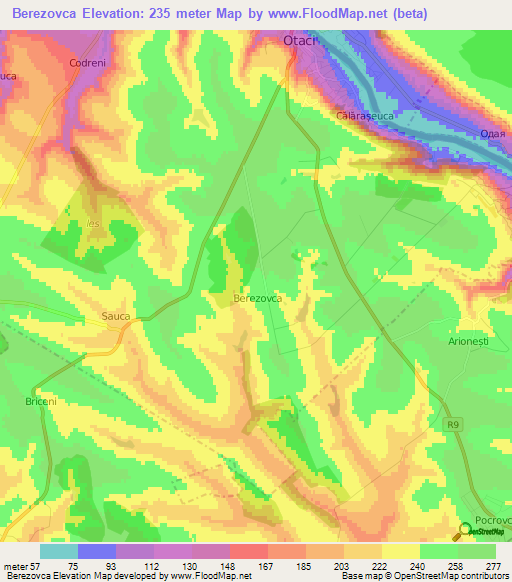 Berezovca,Moldova Elevation Map