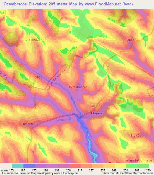 Octeabrscoe,Moldova Elevation Map