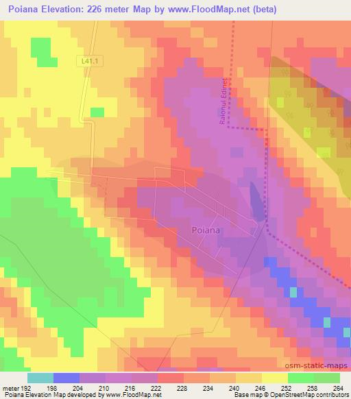 Poiana,Moldova Elevation Map