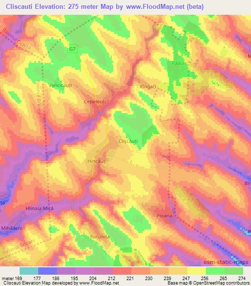 Cliscauti,Moldova Elevation Map