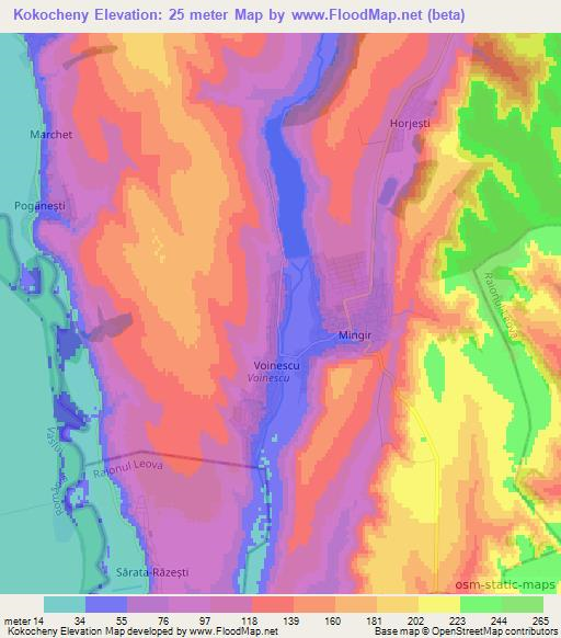 Kokocheny,Moldova Elevation Map