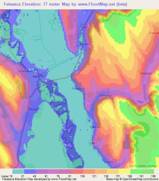 Feteasca,Moldova Elevation Map