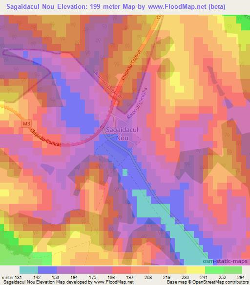 Sagaidacul Nou,Moldova Elevation Map