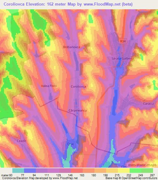 Coroliovca,Moldova Elevation Map