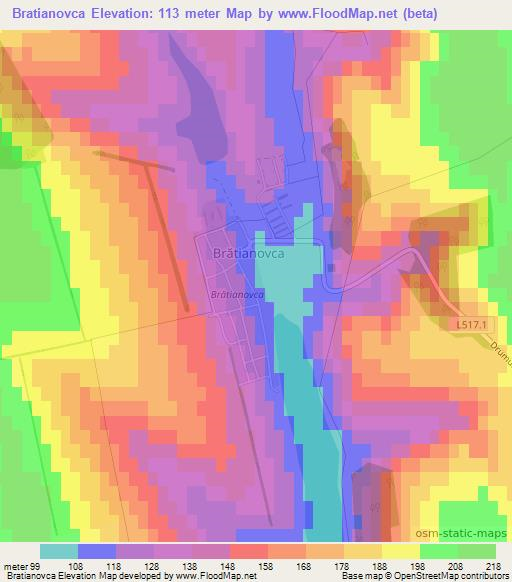 Bratianovca,Moldova Elevation Map