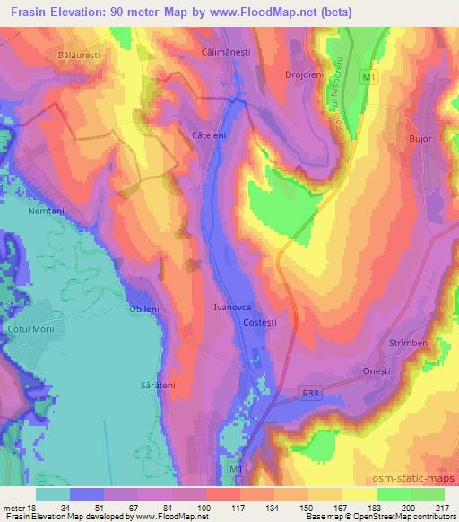 Frasin,Moldova Elevation Map