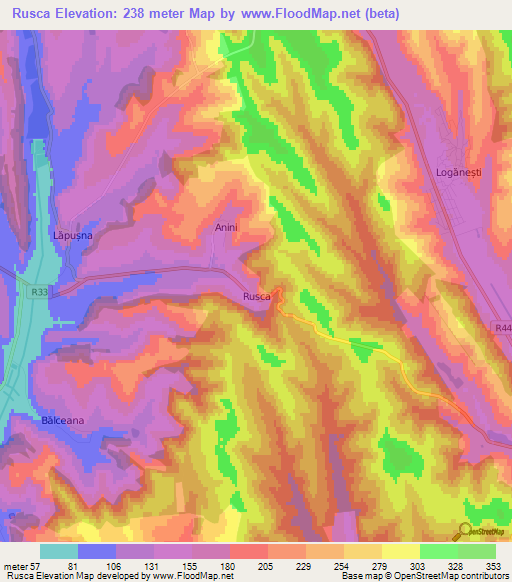 Rusca,Moldova Elevation Map