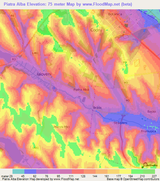 Piatra Alba,Moldova Elevation Map